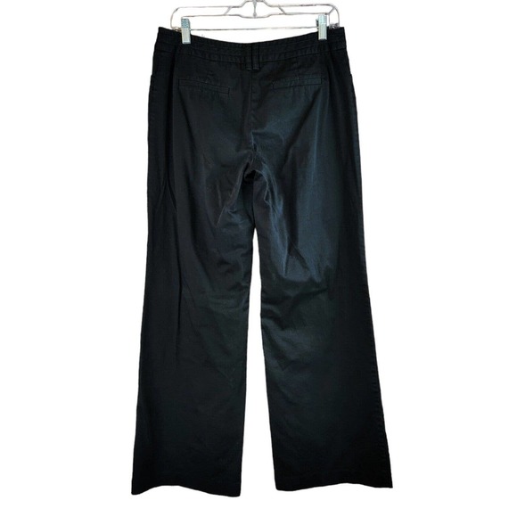 White House Black Market Womens Chino Pants Slacks Size 10 Black Flare Wide Leg - Picture 2 of 7